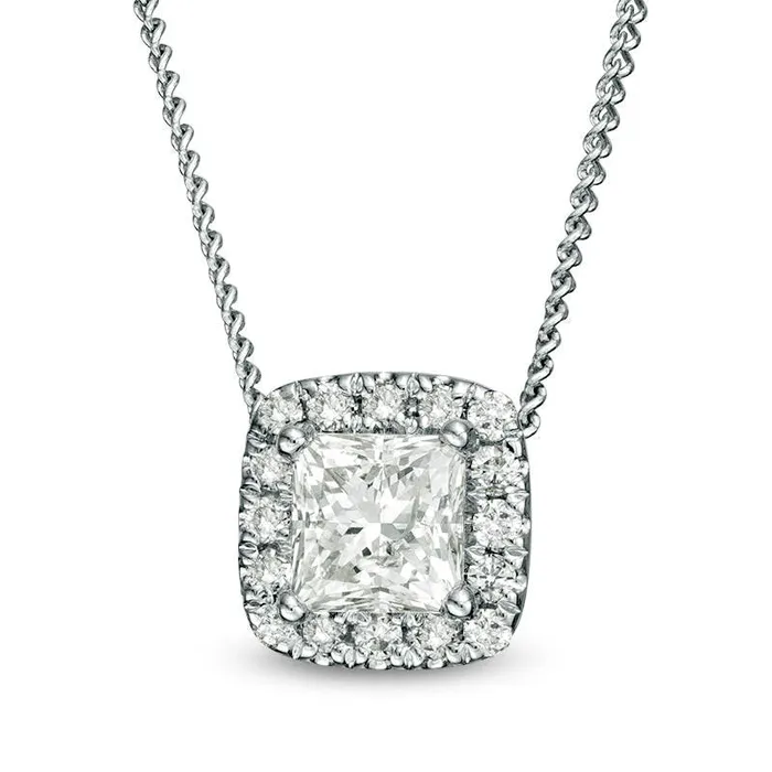 033 CT TW Certified PrincessCut Natural Diamond Frame Pendant in 14K White Gold ISI2 Goldia Necklaces 033 CT TW Certified PrincessCut Natural Diamond Frame Pendant in 14K White Gold ISI2 Goldia Necklaces