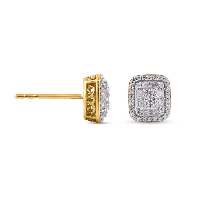 033 CT TW Composite Diamond Rectangular Frame Stud Earrings in 10K Gold Goldia Earrings 033 CT TW Composite Diamond Rectangular Frame Stud Earrings in 10K Gold Goldia Earrings