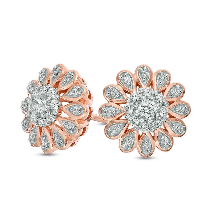033 CT TW Diamond Composite Flower Stud Earrings in 10K Rose Gold Goldia Earrings 033 CT TW Diamond Composite Flower Stud Earrings in 10K Rose Gold Goldia Earrings