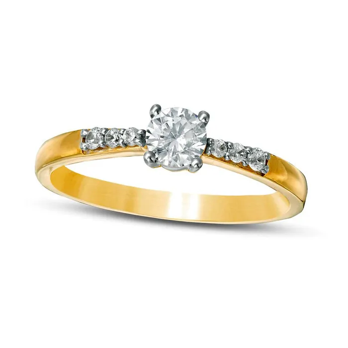 033 CT TW Natural Diamond Engagement Ring in Solid 10K Yellow Gold Goldia Rings 033 CT TW Natural Diamond Engagement Ring in Solid 10K Yellow Gold Goldia Rings