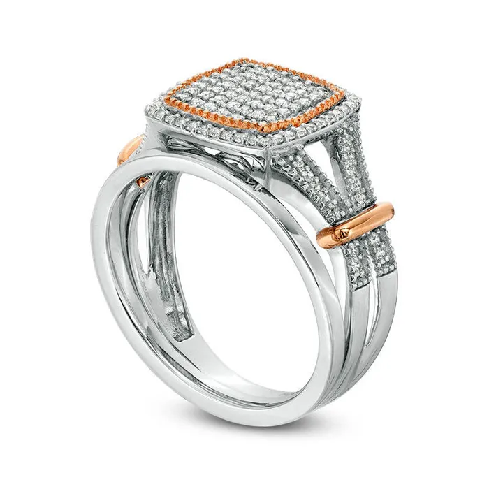 038 CT TW Composite Natural Diamond Cushion Frame Collar Antique VintageStyle Bridal Engagement Ring Set in Sterling Silver and Solid 10K Rose Gold Goldia Rings 038 CT TW Composite Natural Diamond Cushion Frame Collar Antique VintageStyle Bridal Engagement Ring Set in Sterling Silver and Solid 10K Rose Gold Goldia Rings