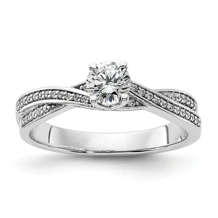040ct CZ Solid Real 14k White Gold Round Complete ByPass Engagement Ring Goldia Rings