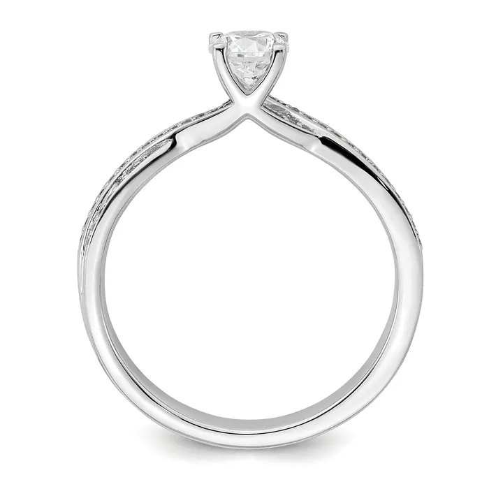 040ct CZ Solid Real 14k White Gold Round Complete ByPass Engagement Ring Goldia Rings