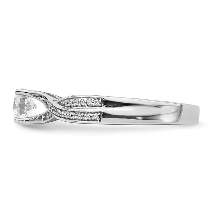 040ct CZ Solid Real 14k White Gold Round Complete ByPass Engagement Ring Goldia Rings