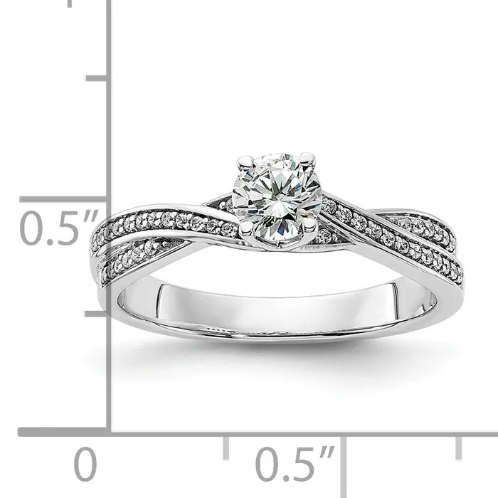 040ct CZ Solid Real 14k White Gold Round Complete ByPass Engagement Ring Goldia Rings