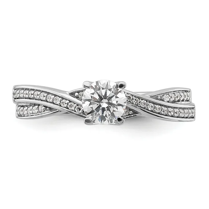 040ct CZ Solid Real 14k White Gold Round Complete ByPass Engagement Ring Goldia Rings