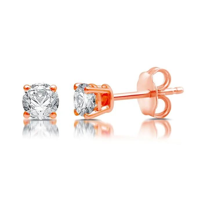 05 CT TW Diamond Solitaire Stud Earrings in 14K Rose Gold JI3 Goldia Earrings 05 CT TW Diamond Solitaire Stud Earrings in 14K Rose Gold JI3 Goldia Earrings