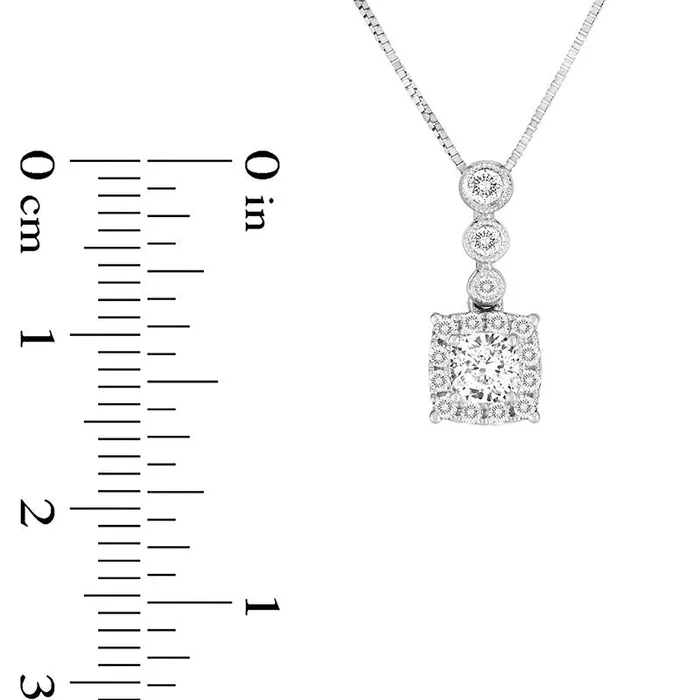 05 CT TW PrincessCut Natural Diamond Frame Antique VintageStyle Pendant in 10K White Gold Goldia Necklaces 05 CT TW PrincessCut Natural Diamond Frame Antique VintageStyle Pendant in 10K White Gold Goldia Necklaces
