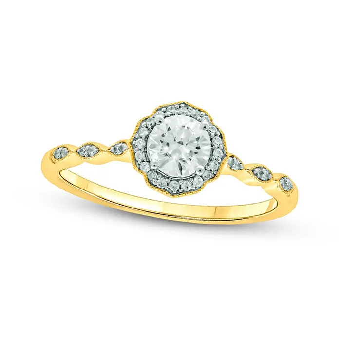 050 CT TW Natural Diamond Frame Antique VintageStyle Engagement Ring in Solid 10K Yellow Gold II2 Goldia Rings 050 CT TW Natural Diamond Frame Antique VintageStyle Engagement Ring in Solid 10K Yellow Gold II2 Goldia Rings