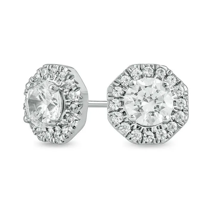 063 CT TW Diamond Hexagonal Frame Earrings in 10K White Gold Goldia Earrings 063 CT TW Diamond Hexagonal Frame Earrings in 10K White Gold Goldia Earrings