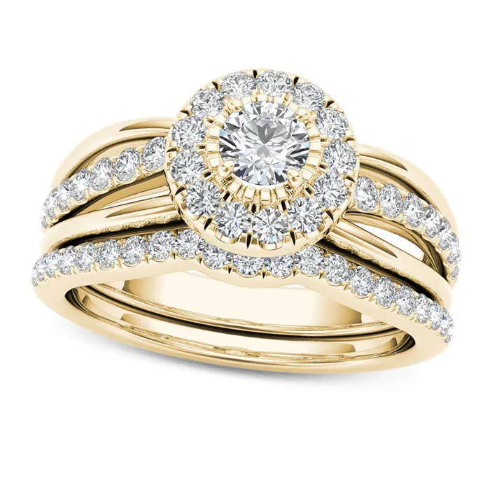 075 CT TW Natural Diamond Frame Bridal Engagement Ring Set in Solid 14K Gold Goldia Rings 075 CT TW Natural Diamond Frame Bridal Engagement Ring Set in Solid 14K Gold Goldia Rings