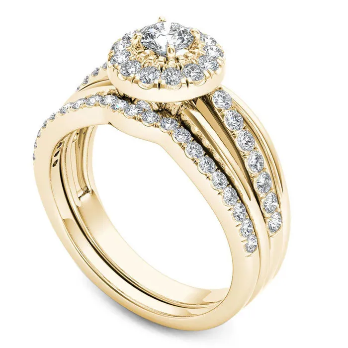 075 CT TW Natural Diamond Frame Bridal Engagement Ring Set in Solid 14K Gold Goldia Rings 075 CT TW Natural Diamond Frame Bridal Engagement Ring Set in Solid 14K Gold Goldia Rings