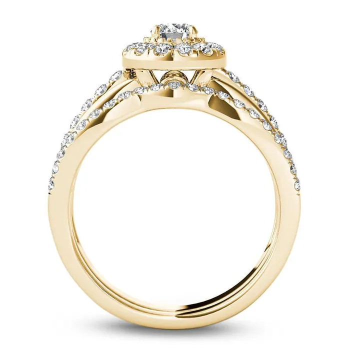 075 CT TW Natural Diamond Frame Bridal Engagement Ring Set in Solid 14K Gold Goldia Rings 075 CT TW Natural Diamond Frame Bridal Engagement Ring Set in Solid 14K Gold Goldia Rings