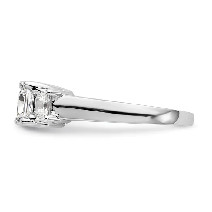 075ct CZ Solid Real 14K White Gold 3Stone Engagement Ring Goldia Rings