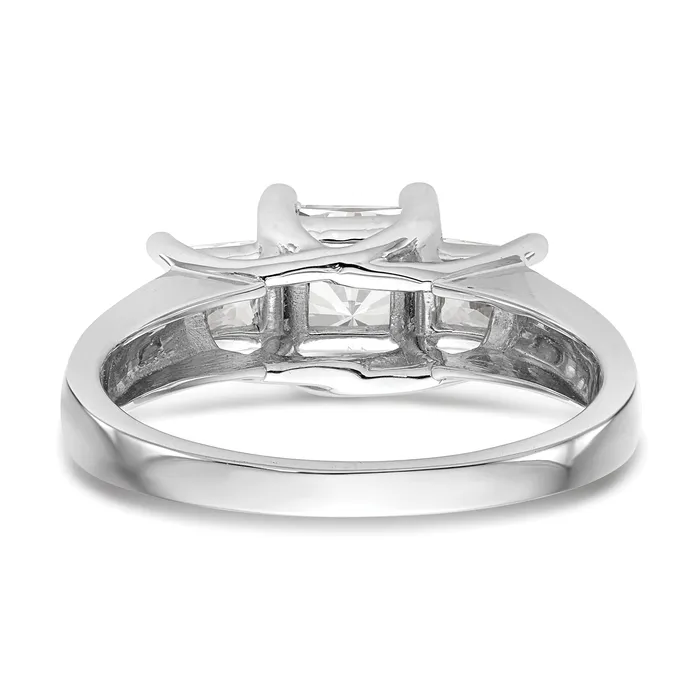 075ct CZ Solid Real 14K White Gold 3Stone Engagement Ring Goldia Rings