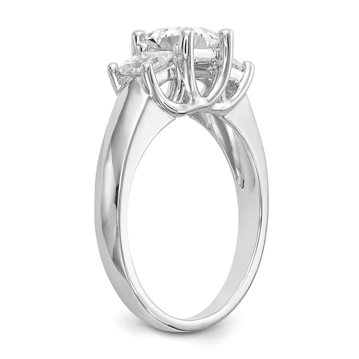 075ct CZ Solid Real 14K White Gold 3Stone Engagement Ring Goldia Rings