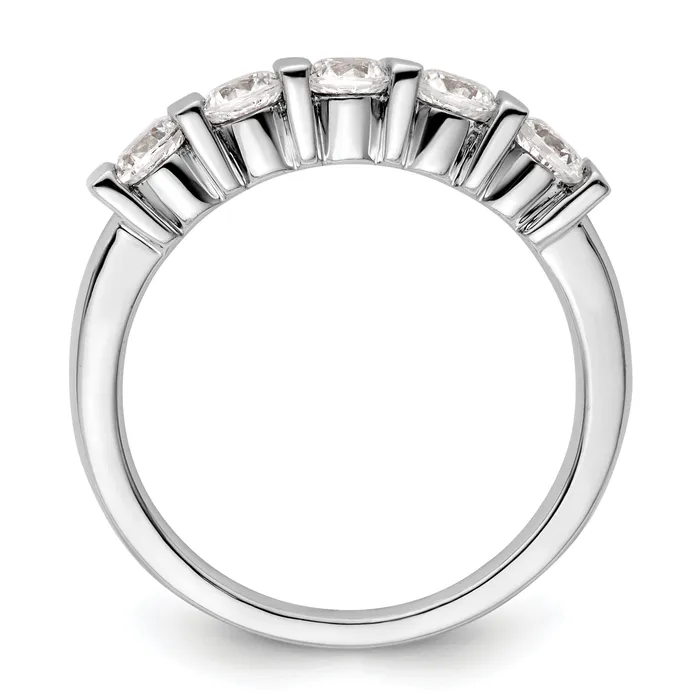075ct CZ Solid Real 14K White Gold 5Stone Wedding Band Ring Goldia Rings