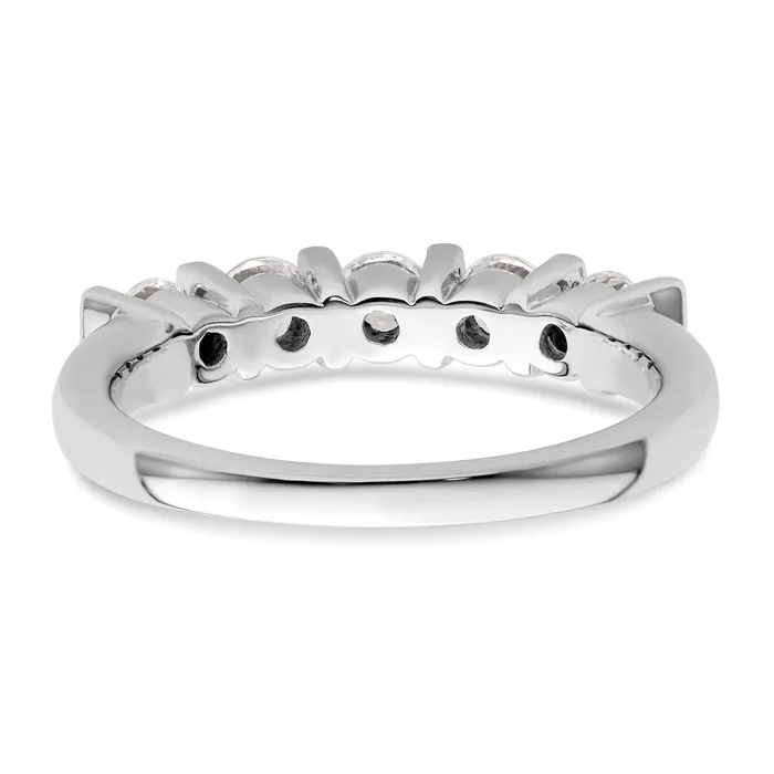 075ct CZ Solid Real 14K White Gold 5Stone Wedding Band Ring Goldia Rings