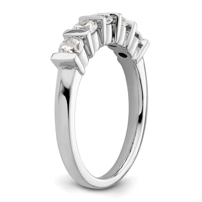 075ct CZ Solid Real 14K White Gold 5Stone Wedding Band Ring Goldia Rings