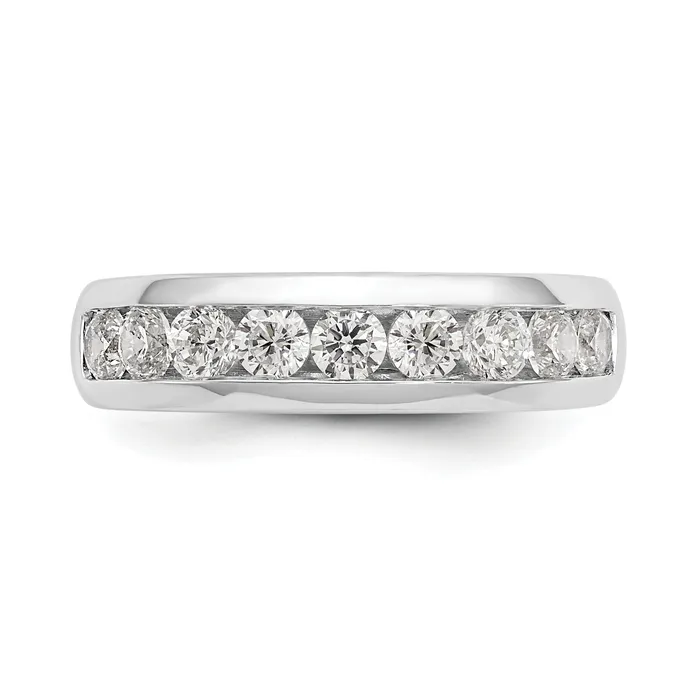 090ct CZ Solid Real 14K White Gold 9Stone Channel Wedding Band Ring Goldia Rings