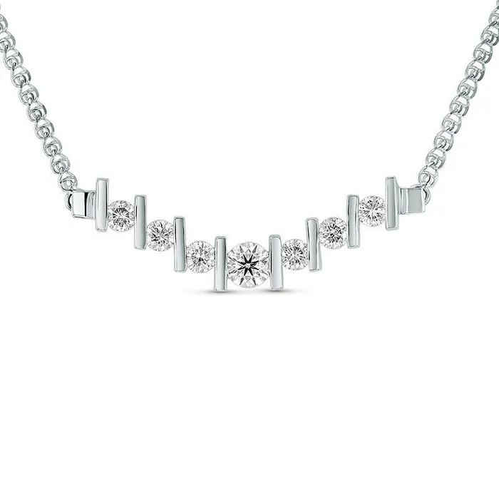 101 CT TW Natural Diamond Curved Bar Necklace in 14K White Gold ISI2 16 Goldia Necklaces 101 CT TW Natural Diamond Curved Bar Necklace in 14K White Gold ISI2 16 Goldia Necklaces