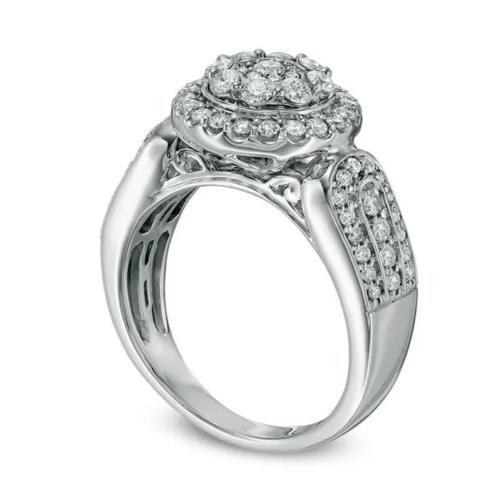 10 CT TW Composite Natural Diamond Twist Engagement Ring in Solid 14K White Gold Goldia Rings 10 CT TW Composite Natural Diamond Twist Engagement Ring in Solid 14K White Gold Goldia Rings