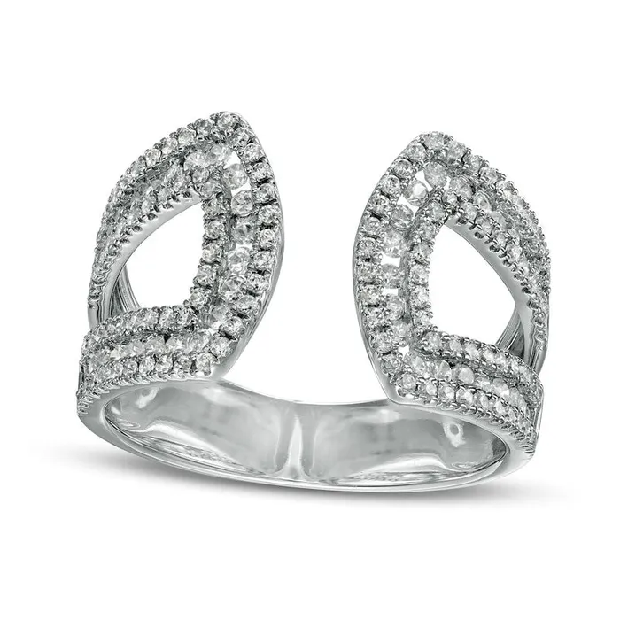 10 CT TW Natural Diamond Angular Open Ring in Solid 10K White Gold Goldia Rings 10 CT TW Natural Diamond Angular Open Ring in Solid 10K White Gold Goldia Rings
