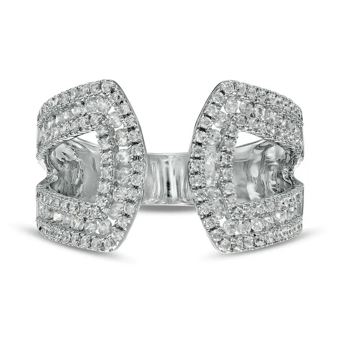 10 CT TW Natural Diamond Angular Open Ring in Solid 10K White Gold Goldia Rings 10 CT TW Natural Diamond Angular Open Ring in Solid 10K White Gold Goldia Rings