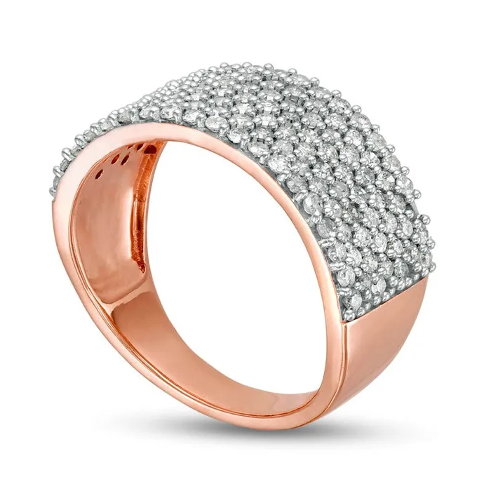 10 CT TW Natural Diamond MultiRow Band in Solid 10K Rose Gold Goldia Rings 10 CT TW Natural Diamond MultiRow Band in Solid 10K Rose Gold Goldia Rings