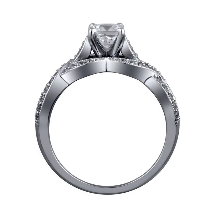 10 CT TW PrincessCut Natural Diamond Twist Shank Antique VintageStyle Engagement Ring in Solid 14K White Gold Goldia Rings 10 CT TW PrincessCut Natural Diamond Twist Shank Antique VintageStyle Engagement Ring in Solid 14K White Gold Goldia Rings