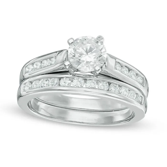 125 CT TW Natural Diamond Bridal Engagement Ring Set in Solid 10K White Gold Goldia Rings 125 CT TW Natural Diamond Bridal Engagement Ring Set in Solid 10K White Gold Goldia Rings
