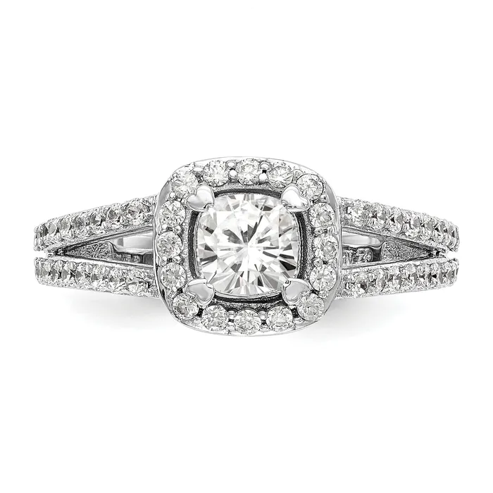 125ct CZ Solid Real 14K White Gold Cushion Halo Engagement Ring Goldia Rings