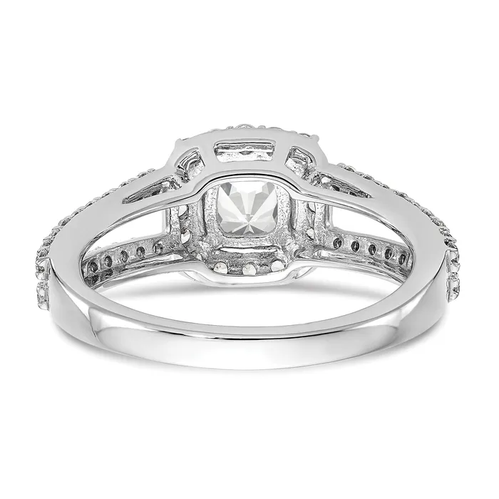 125ct CZ Solid Real 14K White Gold Cushion Halo Engagement Ring Goldia Rings