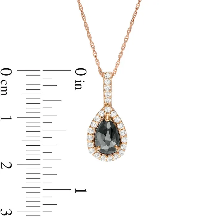 138 CT TW Enhanced Black and White PearShaped Natural Diamond Frame Drop Pendant in 14K Rose Gold Goldia Earrings 138 CT TW Enhanced Black and White PearShaped Natural Diamond Frame Drop Pendant in 14K Rose Gold Goldia Earrings