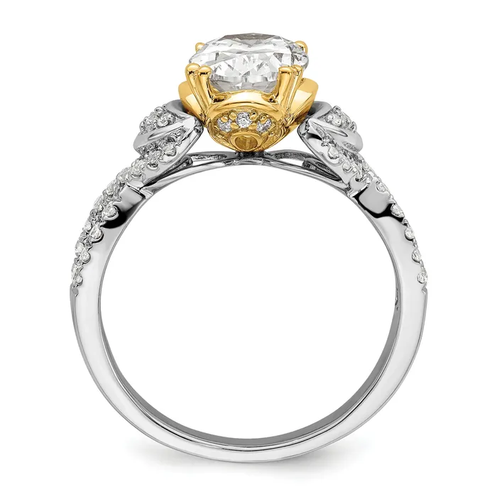 150ct CZ Solid Real 14k Twotone Polish 1 12ct Oval Engage Dia Ring Goldia Rings
