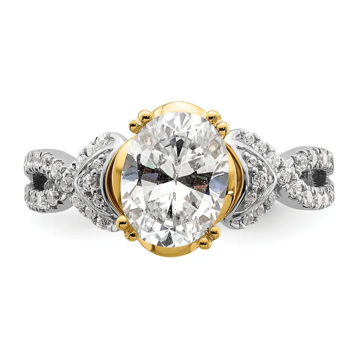 150ct CZ Solid Real 14k Twotone Polish 1 12ct Oval Engage Dia Ring Goldia Rings