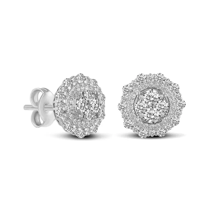 1 CT TW Composite Diamond Sun Frame Stud Earrings in 14K White Gold Goldia Earrings 1 CT TW Composite Diamond Sun Frame Stud Earrings in 14K White Gold Goldia Earrings