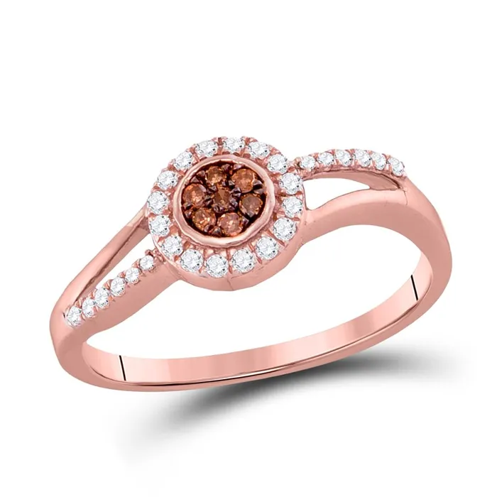 10k Rose Gold Round Brown Diamond Flower Cluster Ring 14 Cttw gndatlanta Rings 10k Rose Gold Round Brown Diamond Flower Cluster Ring 14 Cttw gndatlanta Rings