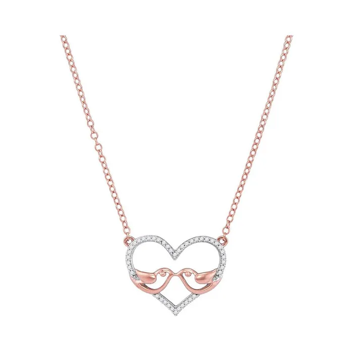10k Rose Gold Round Diamond Bird Heart Pendant Necklace 18 Cttw gndatlanta Necklaces 10k Rose Gold Round Diamond Bird Heart Pendant Necklace 18 Cttw gndatlanta Necklaces