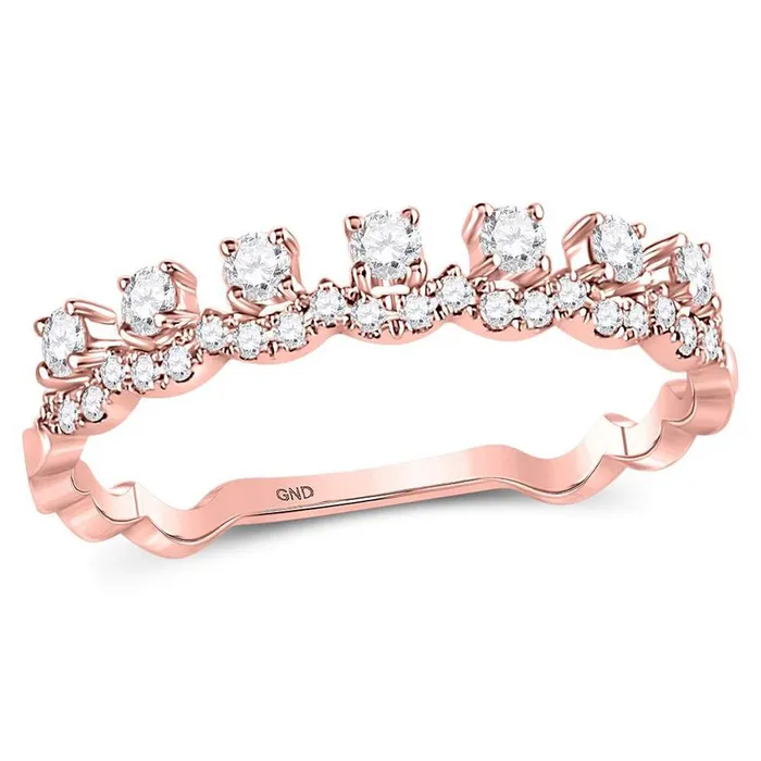10k Rose Gold Round Diamond Stackable Band Ring 13 Cttw gndatlanta Rings 10k Rose Gold Round Diamond Stackable Band Ring 13 Cttw gndatlanta Rings