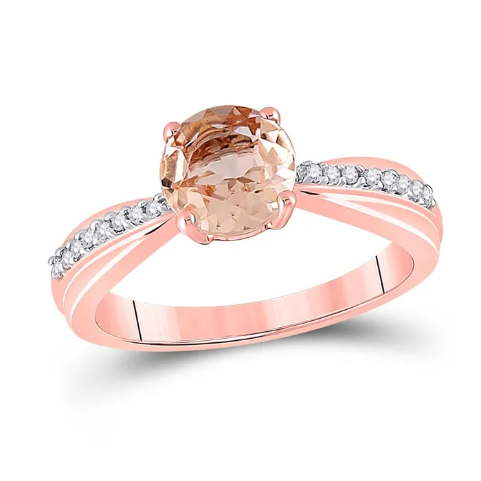 10k Rose Gold Round Morganite Diamond Solitaire Ring 78 Cttw gndatlanta Rings 10k Rose Gold Round Morganite Diamond Solitaire Ring 78 Cttw gndatlanta Rings