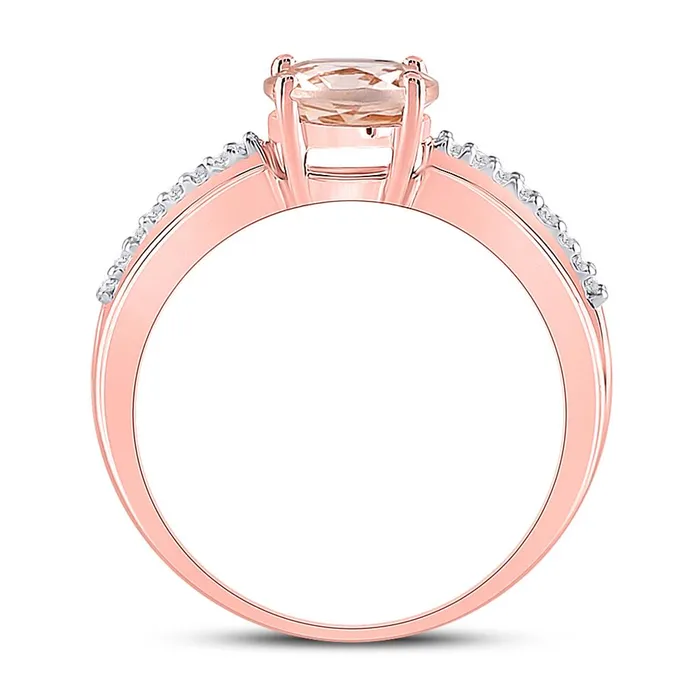 10k Rose Gold Round Morganite Diamond Solitaire Ring 78 Cttw gndatlanta Rings