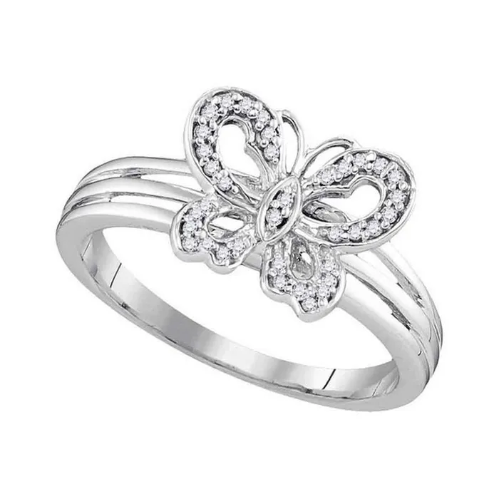 10k Twotone Gold Round Diamond Butterfly Bug Ring 18 Cttw gndatlanta Rings