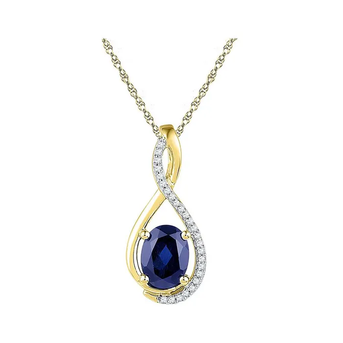 10k Yellow Gold Oval Created Blue Sapphire Solitaire Pendant 134 Cttw gndatlanta Necklaces 10k Yellow Gold Oval Created Blue Sapphire Solitaire Pendant 134 Cttw gndatlanta Necklaces