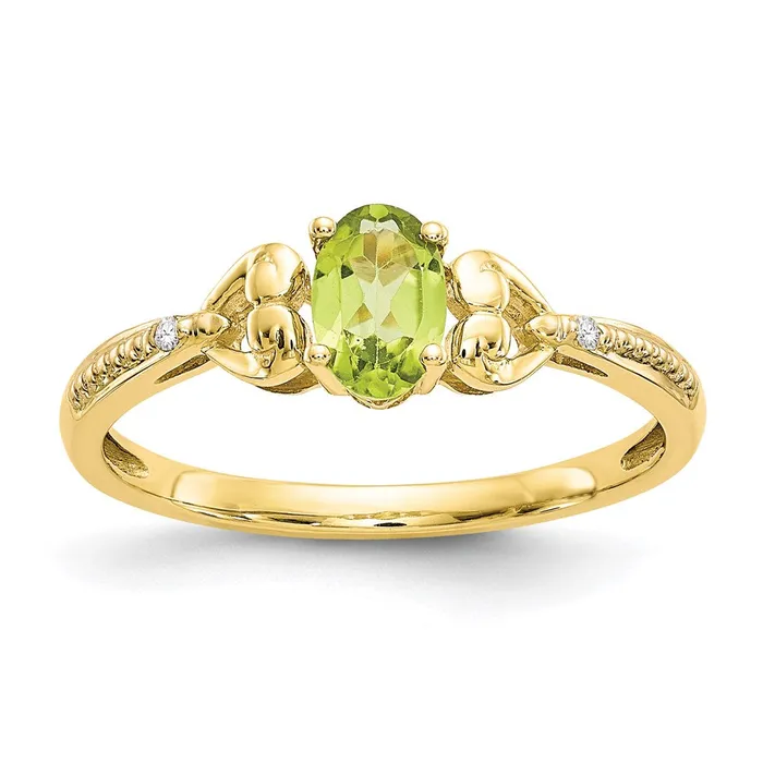 10K Yellow Gold Peridot and Real Diamond Ring Goldia Rings