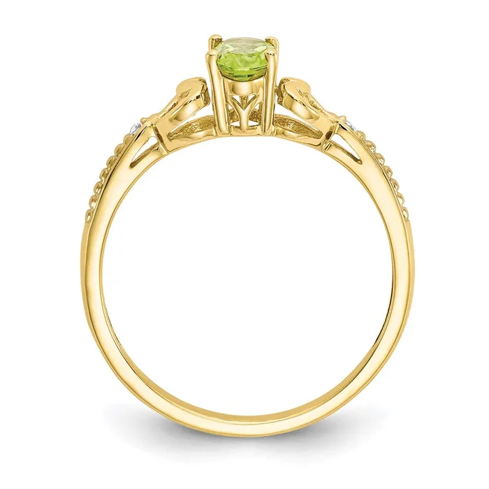10K Yellow Gold Peridot and Real Diamond Ring Goldia Rings