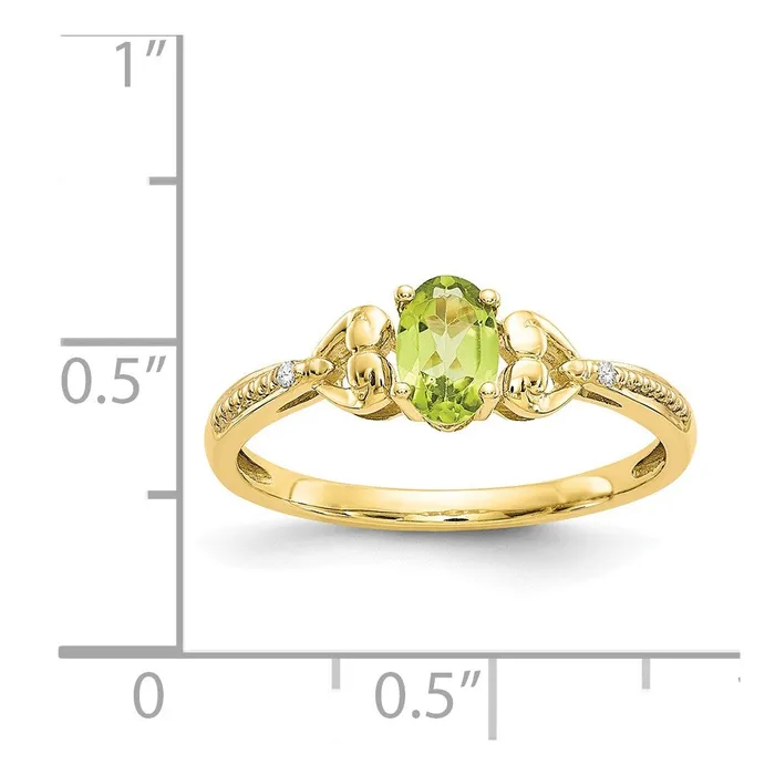10K Yellow Gold Peridot and Real Diamond Ring Goldia Rings