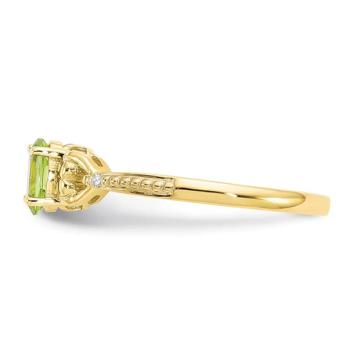 10K Yellow Gold Peridot and Real Diamond Ring Goldia Rings