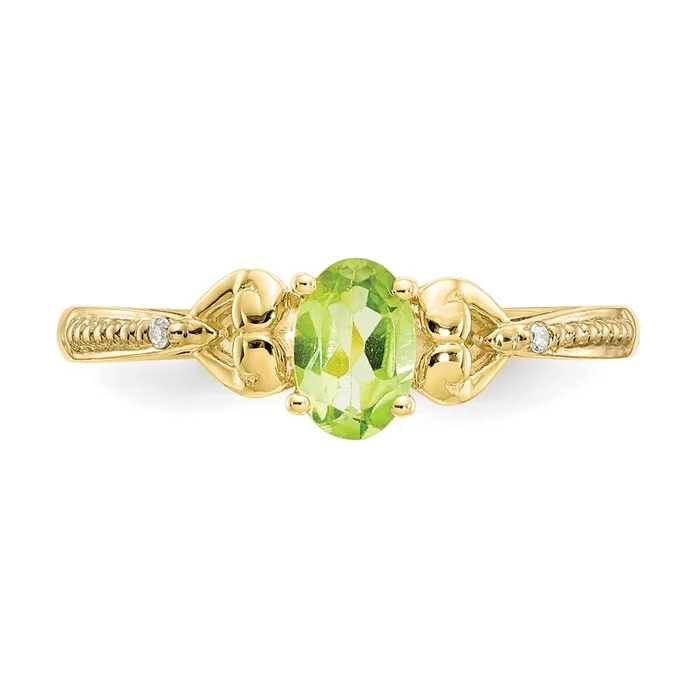 10K Yellow Gold Peridot and Real Diamond Ring Goldia Rings