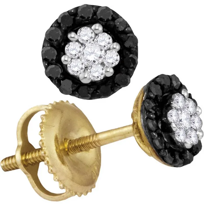 10k Yellow Gold Round Black Diamond Cluster Earrings 14 Cttw gndatlanta Earrings 10k Yellow Gold Round Black Diamond Cluster Earrings 14 Cttw gndatlanta Earrings